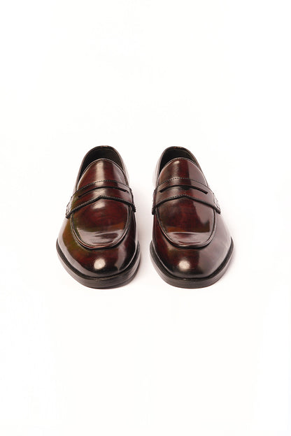 Burgundy Rough Buff Penny Loafers