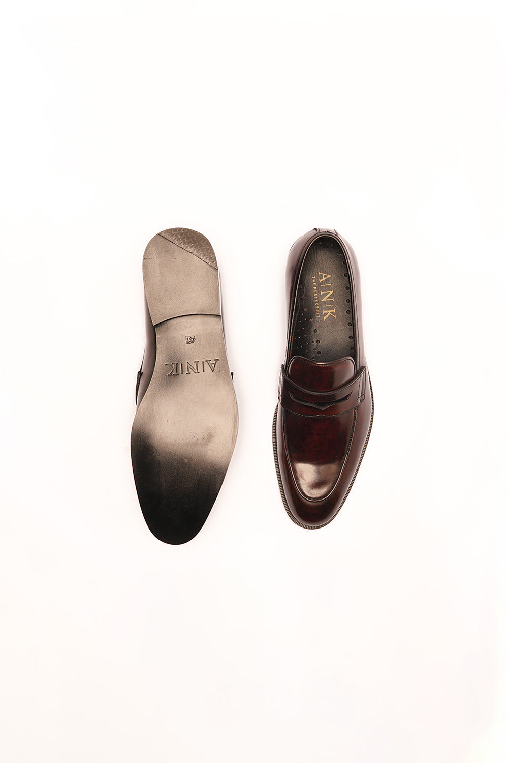 Burgundy Rough Buff Penny Loafers